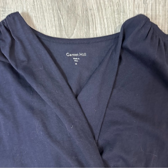 M - Garnet Hill - Blousy Navy Top - Organic Pima Cotton - Picture 2 of 3